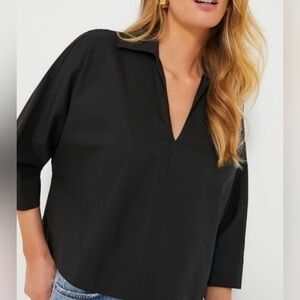 Pomander Place black long-sleeve oversized "Easy" polo sweatshirt size M/L EUC